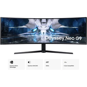 Samsung Odyssey Neo G9 G95NA 49&quot; QHD 240 Hz Ívelt Gaming Monitor